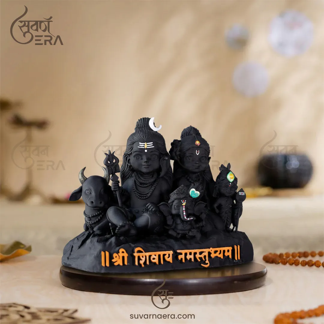 Shiv Parivar Idol – Hand-Painted Mahadev Family Murti